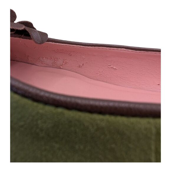 Lilly Pulitzer Olive Green Suede Brown Leather Flower Ballet Flats Women's 8.5 - Picture 11 of 12